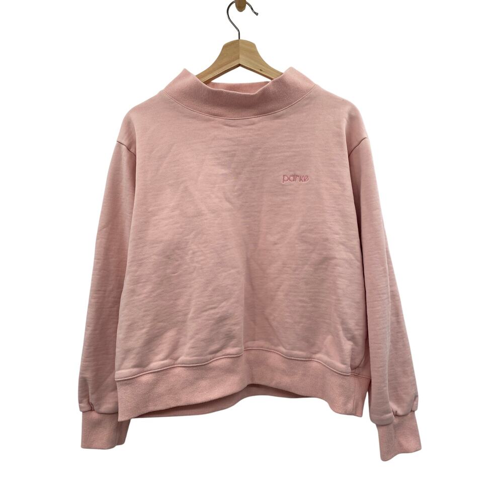 PARKE S/M Pink MockNeck TerryCloth Sweatshirt